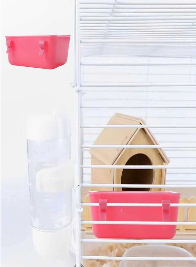 Aecsze 4 PCS Cage Cups Rabbit Feeder Waterer, Chicken Birds Feeders Hanging, Food and Water Container for Pet, Bath Water Bowl Universal for Birds Hamsters Rats Rabbit Guinea Pig Small Pets (Blue, Pink) - Image 5